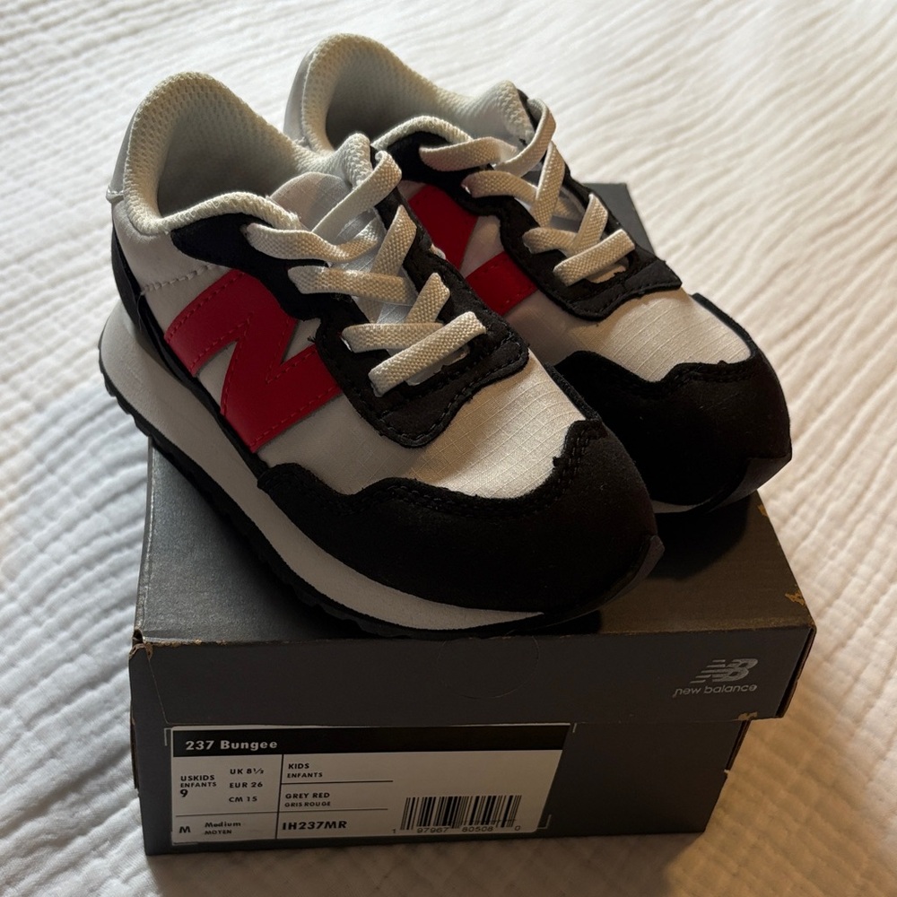 New Balance Kids' Sneakers in Black, White, and Red